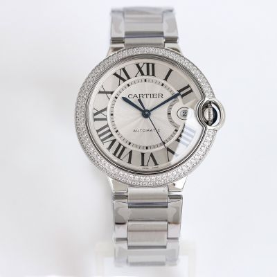 TW Factory Ballon Bleu De Cartier 40mm 2824 Movement White Face SS Strap Diamond Bezel Watch